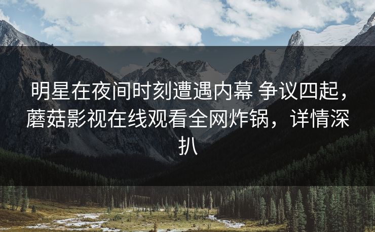 明星在夜间时刻遭遇内幕 争议四起,蘑菇影视在线观看全网炸锅,详情深扒 明星在夜间时刻遭遇内幕 争议四起,蘑菇影视在线观看全网炸锅,详情深扒